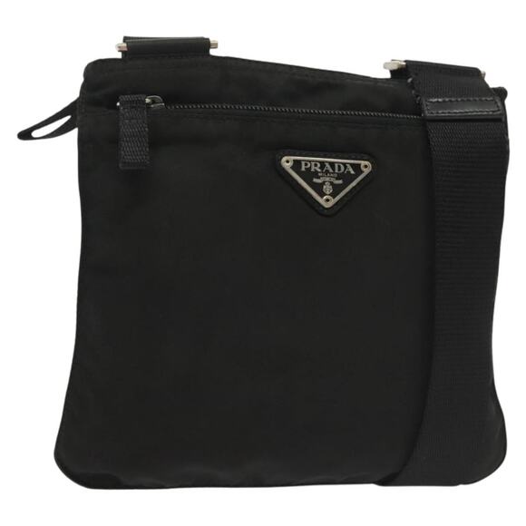 PRADA Shoulder Bag Nylon Black Silver - Picture 1 of 12